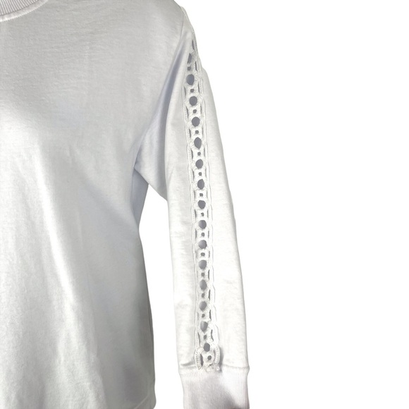 Roaman’s White Peek-A-Boo Sleeve Crewneck Sweater Sweatshirt Size 14/16 - Picture 4 of 10